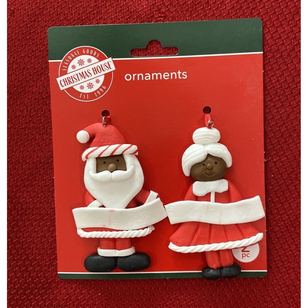 Santa & Mrs Claus Customizable Claydough Ornament Or Stocking Tag